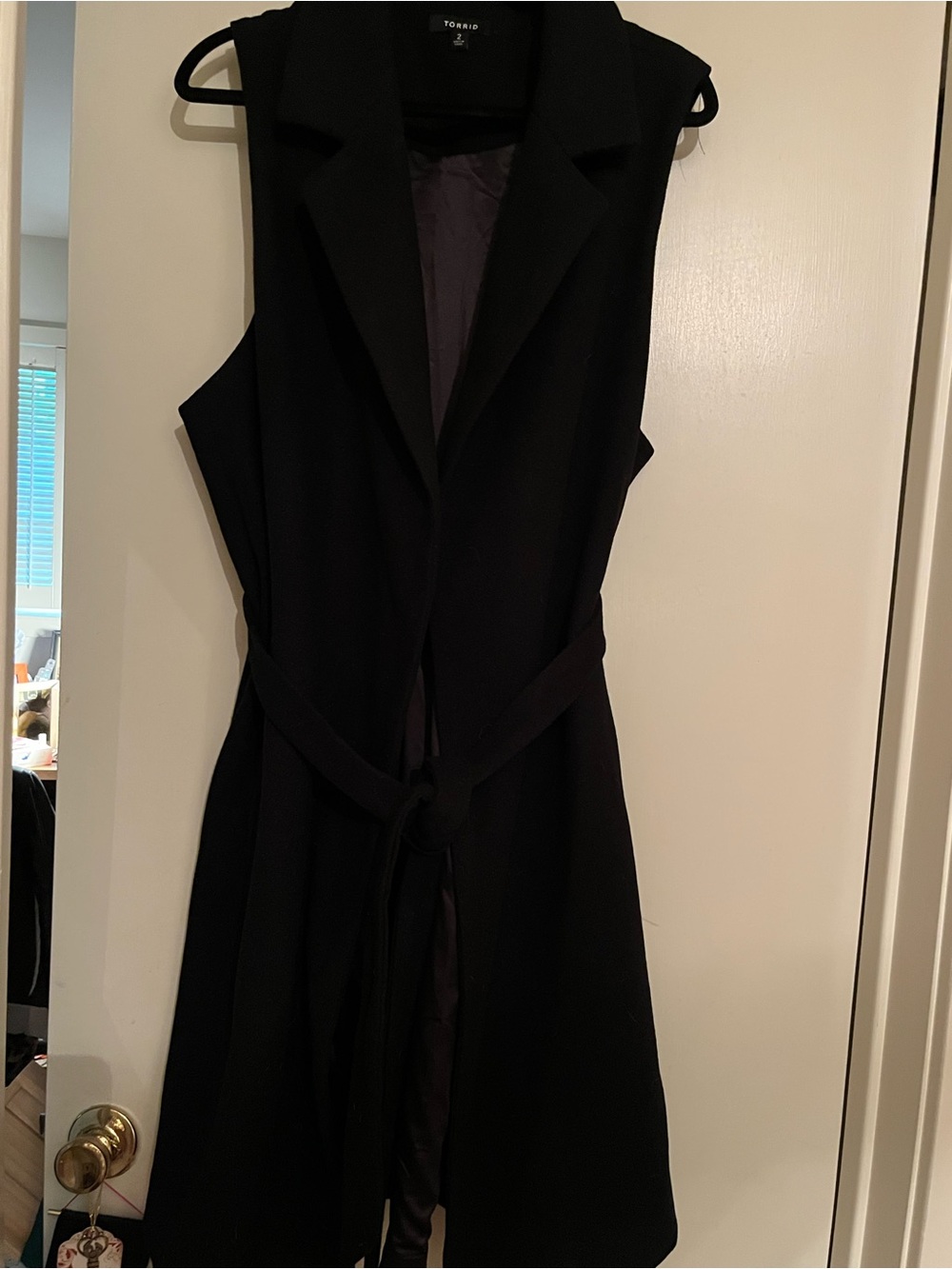 torrid Black Sleeveless Tie-Waist Long Vest, 2x